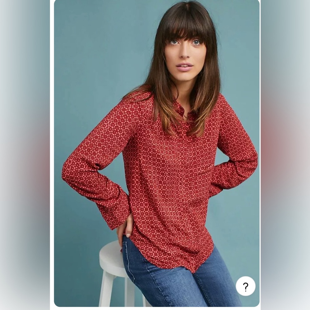 Anthropologie Sammie Printed Buttondown, by Holding Horses - Red motif,